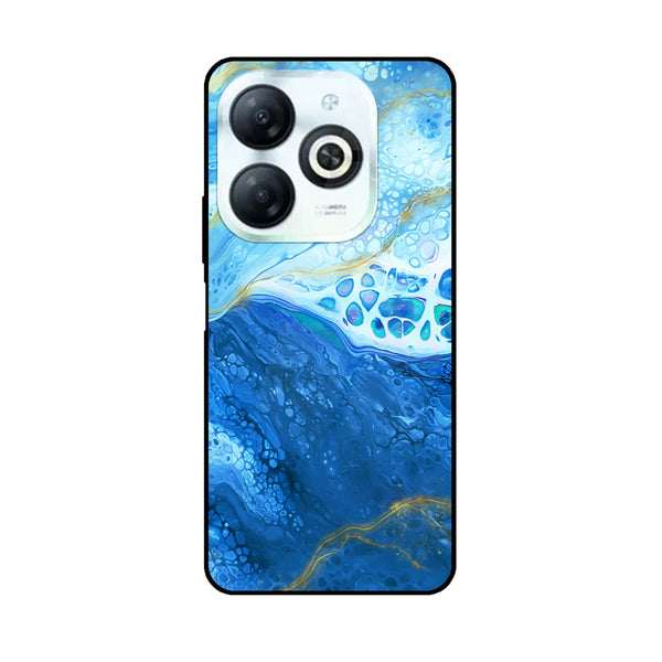 Infinix Hot 40i - Blue Marble 2.0 Design 5  - Premium Printed Glass soft Bumper shock Proof Case CS-17792