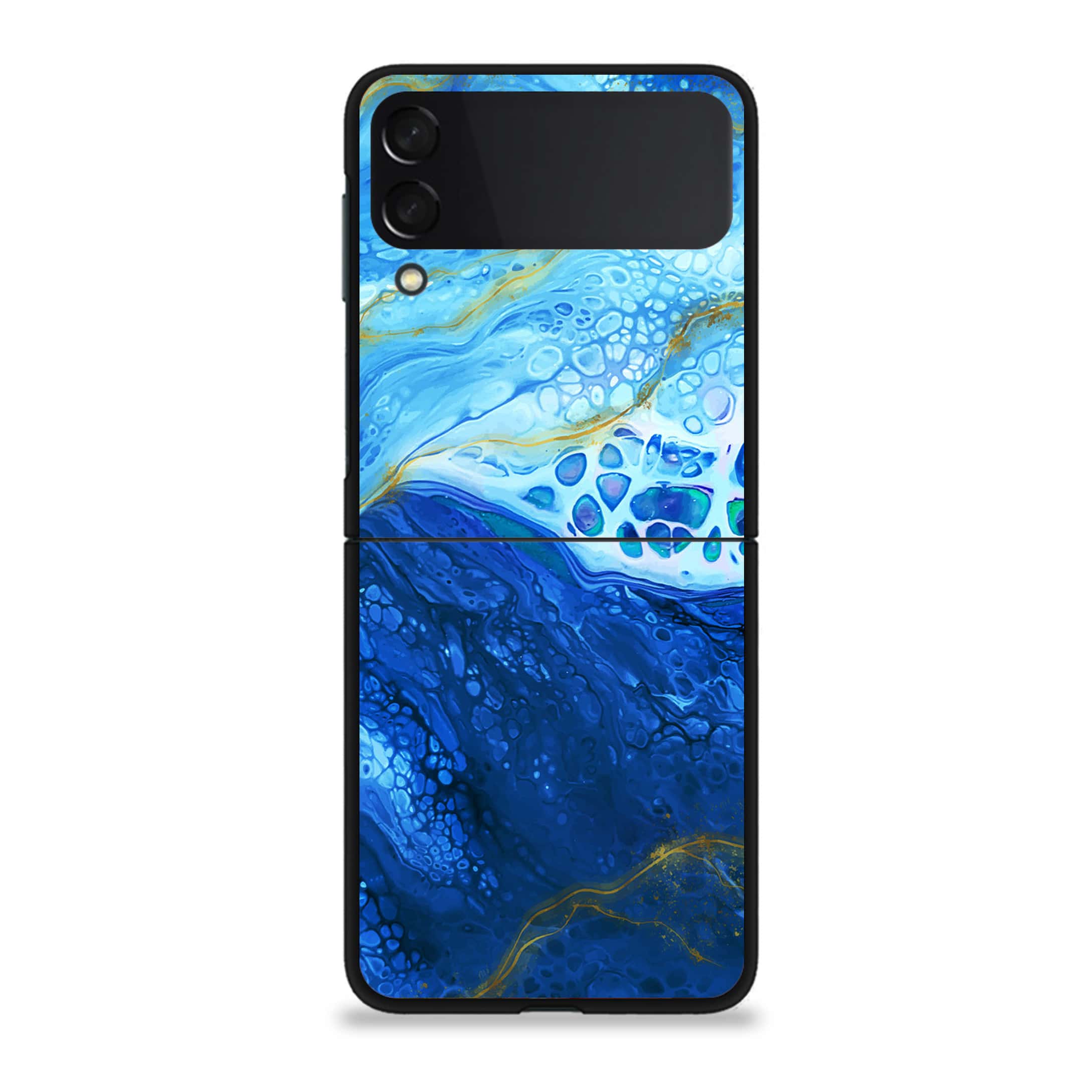 Galaxy Z Flip 3 - Blue Marble Series V 2.0 - Premium Printed Glass soft Bumper shock Proof Case