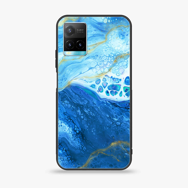 Vivo Y21 4G/ Y33s/ Y21s/ Y21A/ Y21T/Y33T - Blue Marble V 2.0 Design 5 - Premium Printed Glass soft Bumper shock Proof Case CS-12713