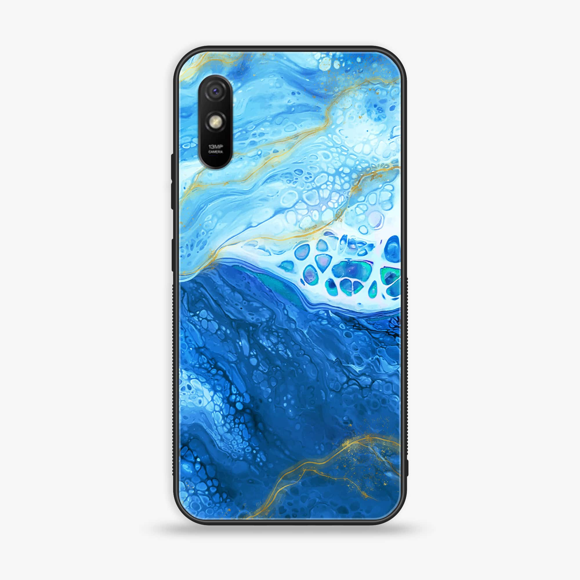 Xiaomi Redmi 9A - Blue Marble Series V 2.0 - Premium Printed Glass soft Bumper shock Proof Case