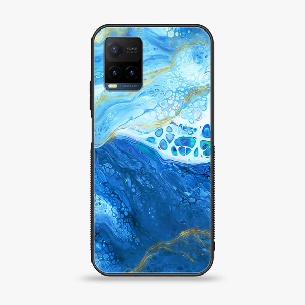 Vivo Y21 - Blue Marble V 2.0 Design 5  - Premium Printed Glass soft Bumper shock Proof Case CS-14515