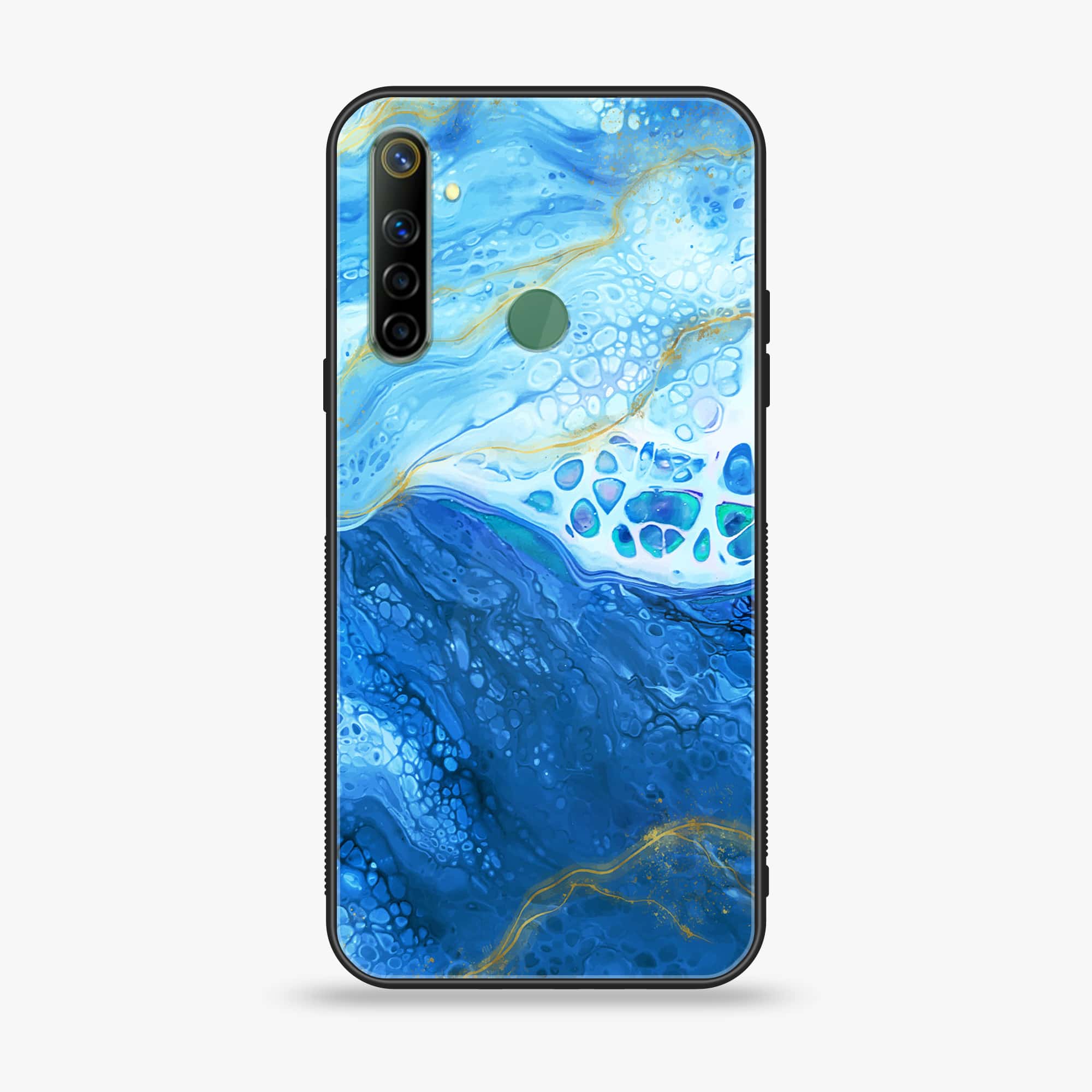 Realme Narzo 10 Blue Marble Series V 2.0 Premium Printed Glass soft Bumper shock Proof Case