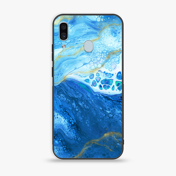 Galaxy A20/A30 - Blue Marble V 2.0 Design 5 - Premium Printed Glass soft Bumper shock Proof Case CS-19645