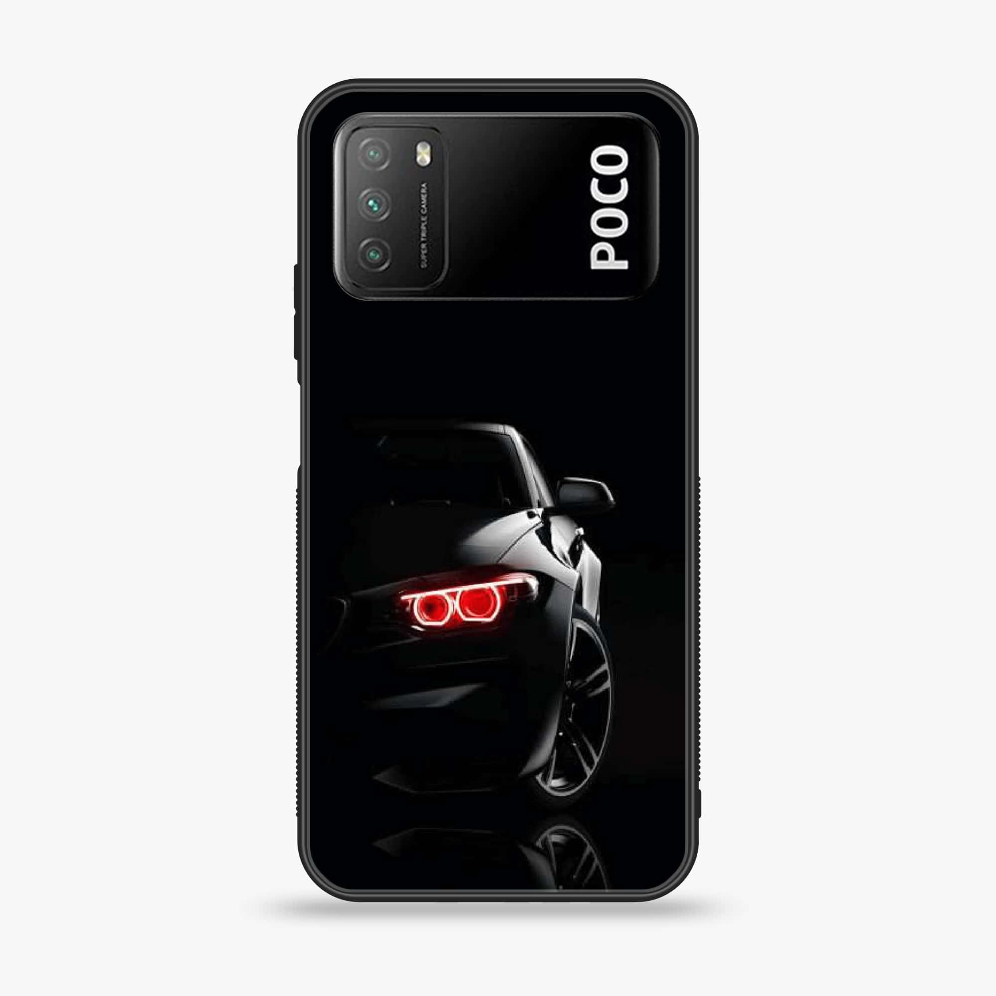 Xiaomi Poco M3 - Black Art Series - Premium Printed Glass soft Bumper shock Proof Case