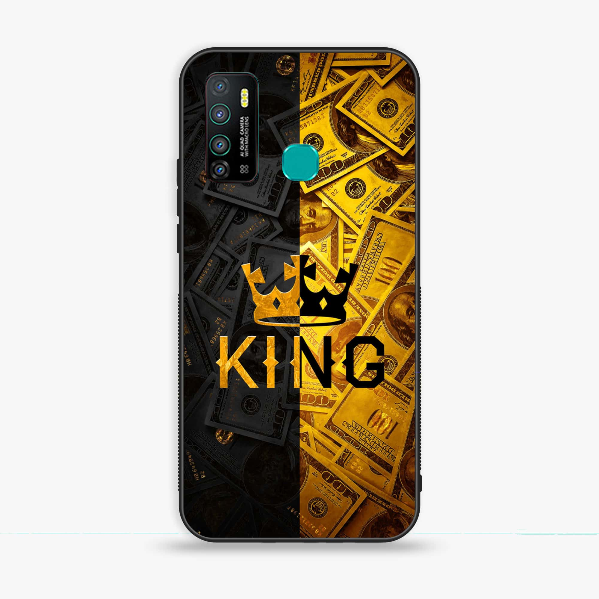 Infinix Hot 9 - King Series V 2.0 - Premium Printed Glass soft Bumper shock Proof Case