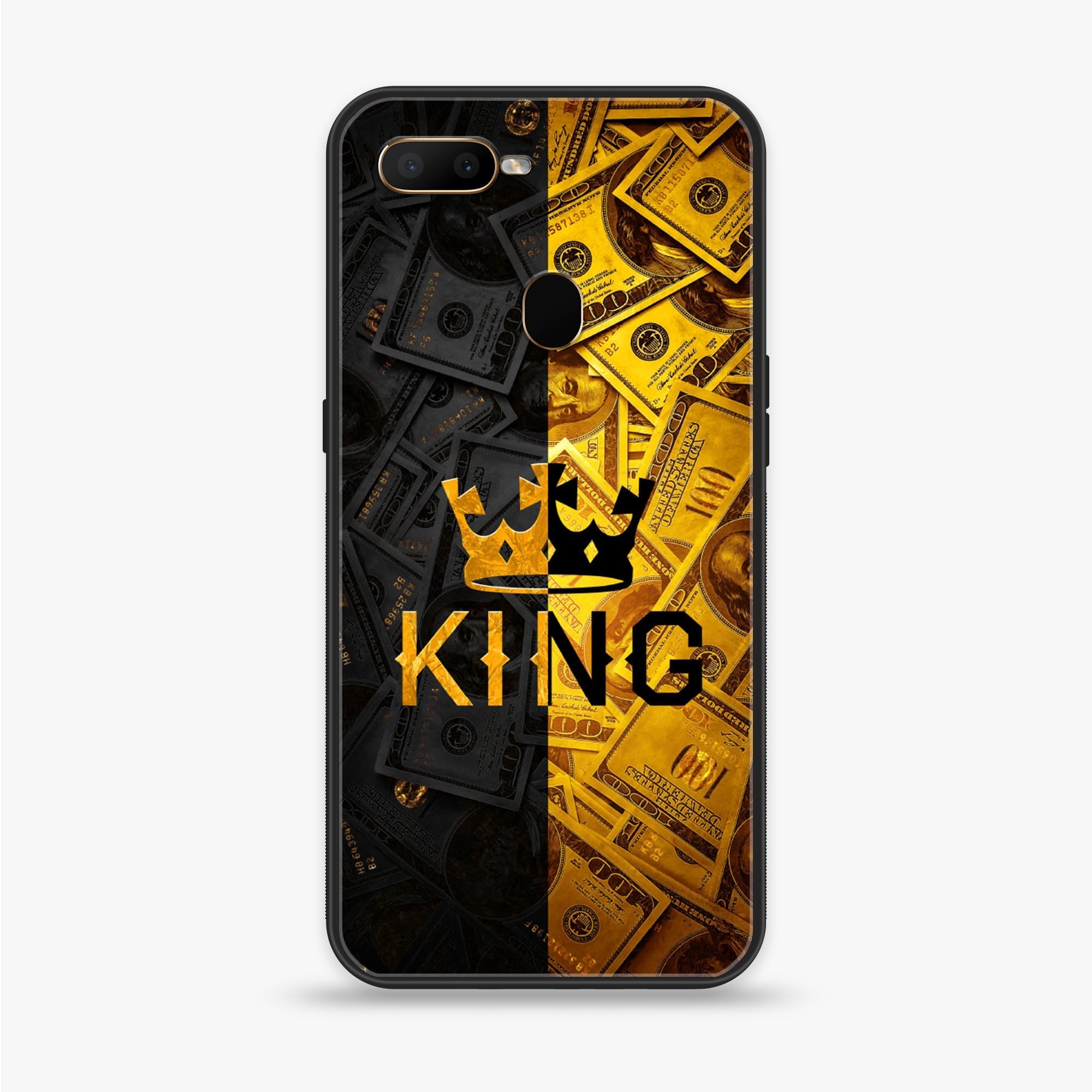 Oppo A7 - King v2.0 Series - Premium Printed Glass soft Bumper shock Proof Case