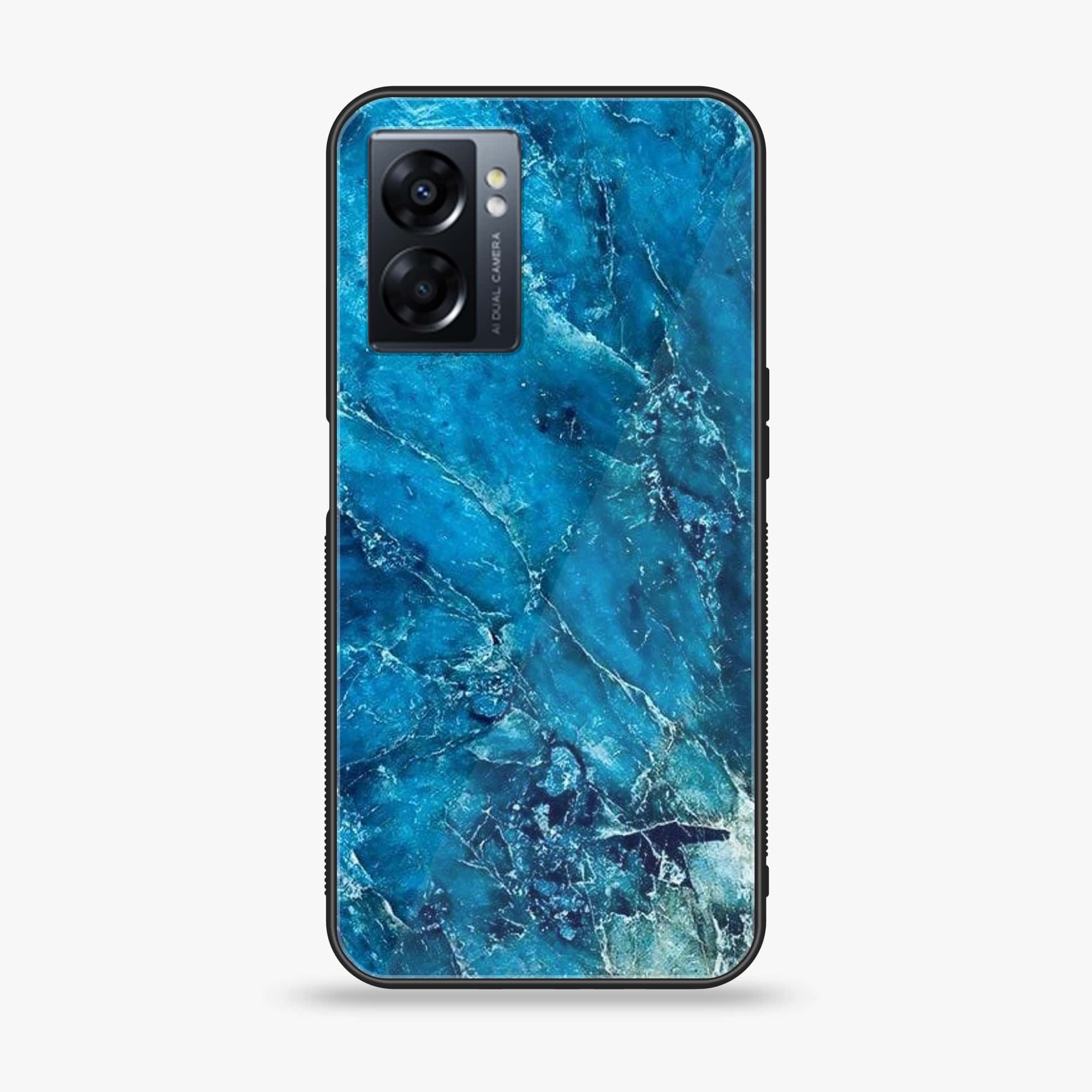 Oppo A77 4G - Blue Marble Series V 2.0 - Premium Metal Printed soft Bumper shock Proof Case
