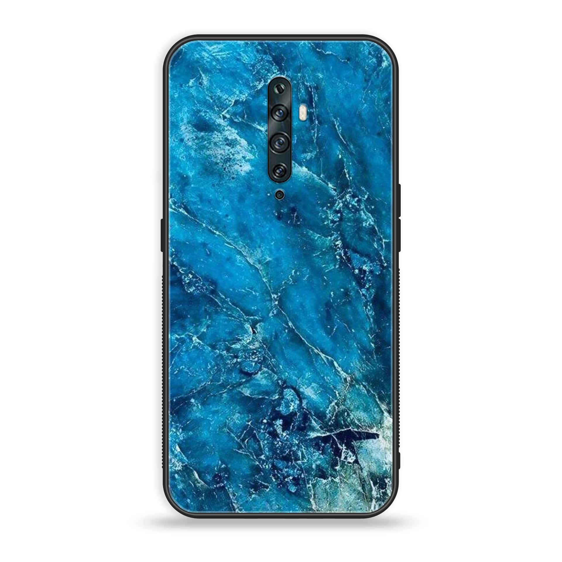 OPPO Reno 2f - Blue Marble Series V 2.0 - Premium Printed Glass soft Bumper shock Proof Case