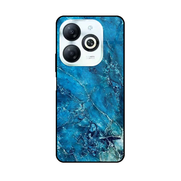 Infinix Smart 8/ Tecno Spark 20 - Blue Marble V 2.0 Design 3  - Premium Printed Glass soft Bumper shock Proof Case CS-16167