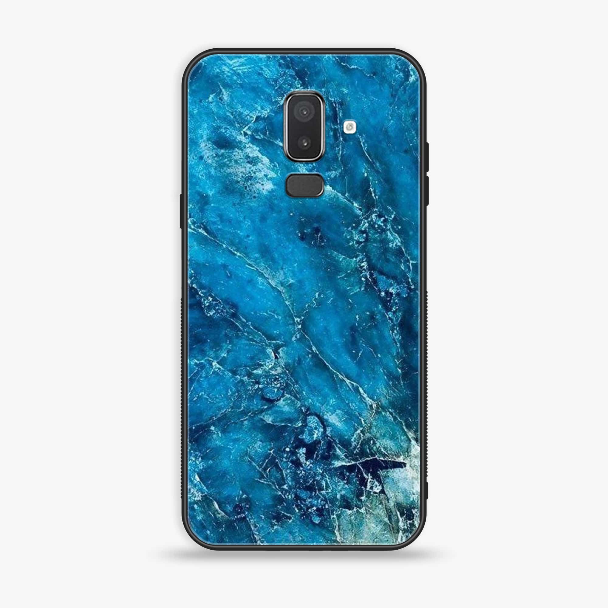 Samsung Galaxy J8 2018 - Blue Marble Series V 2.0 - Premium Printed Glass soft Bumper shock Proof Case