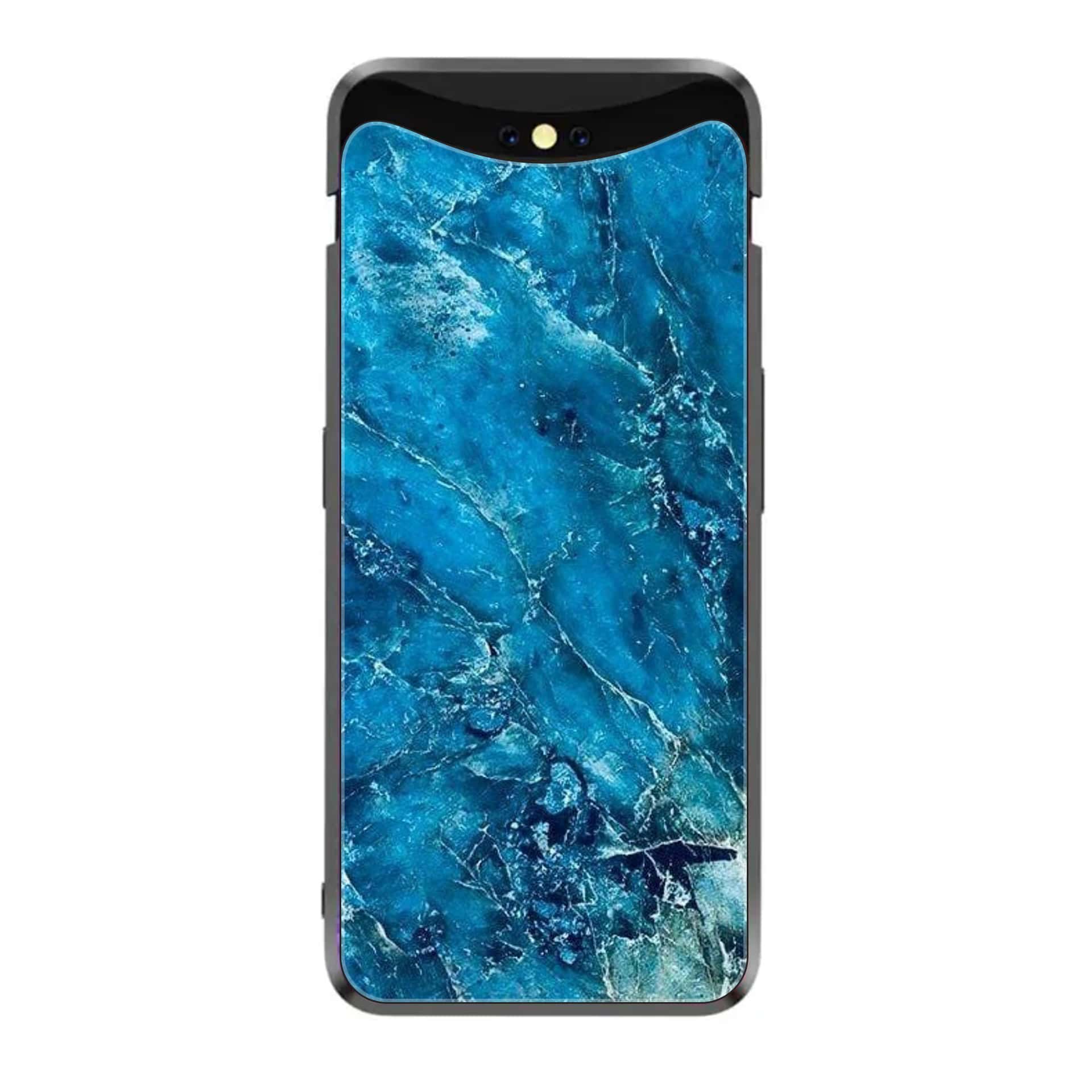 Oppo Find X - Blue Marble Series V 2.0 - Premium Printed Glass soft Bumper shock Proof Case