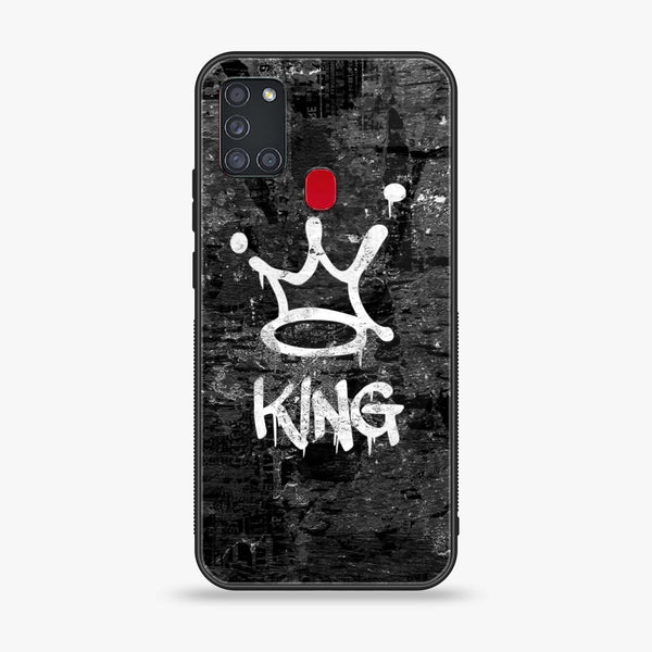 Samsung Galaxy A21s - King Design 8 - Premium Printed Glass soft Bumper shock Proof Case CS-19625