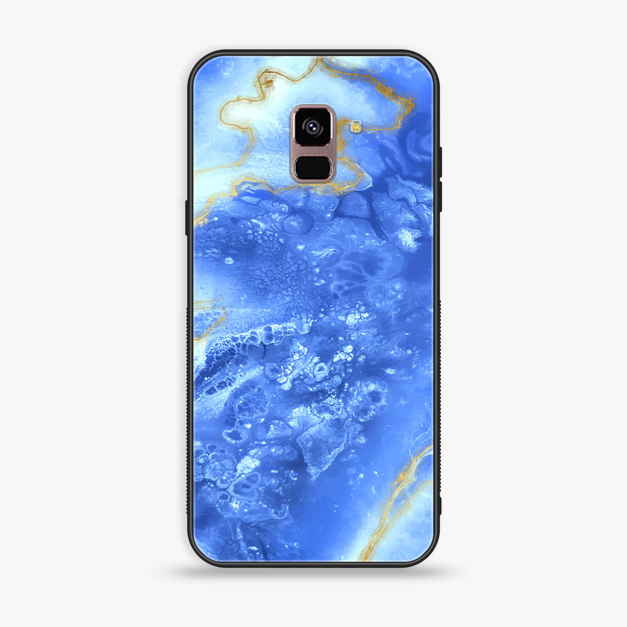 Samsung Galaxy A8+ (2018) - Blue Marble Series V 2.0 - Premium Printed Glass soft Bumper shock Proof Case