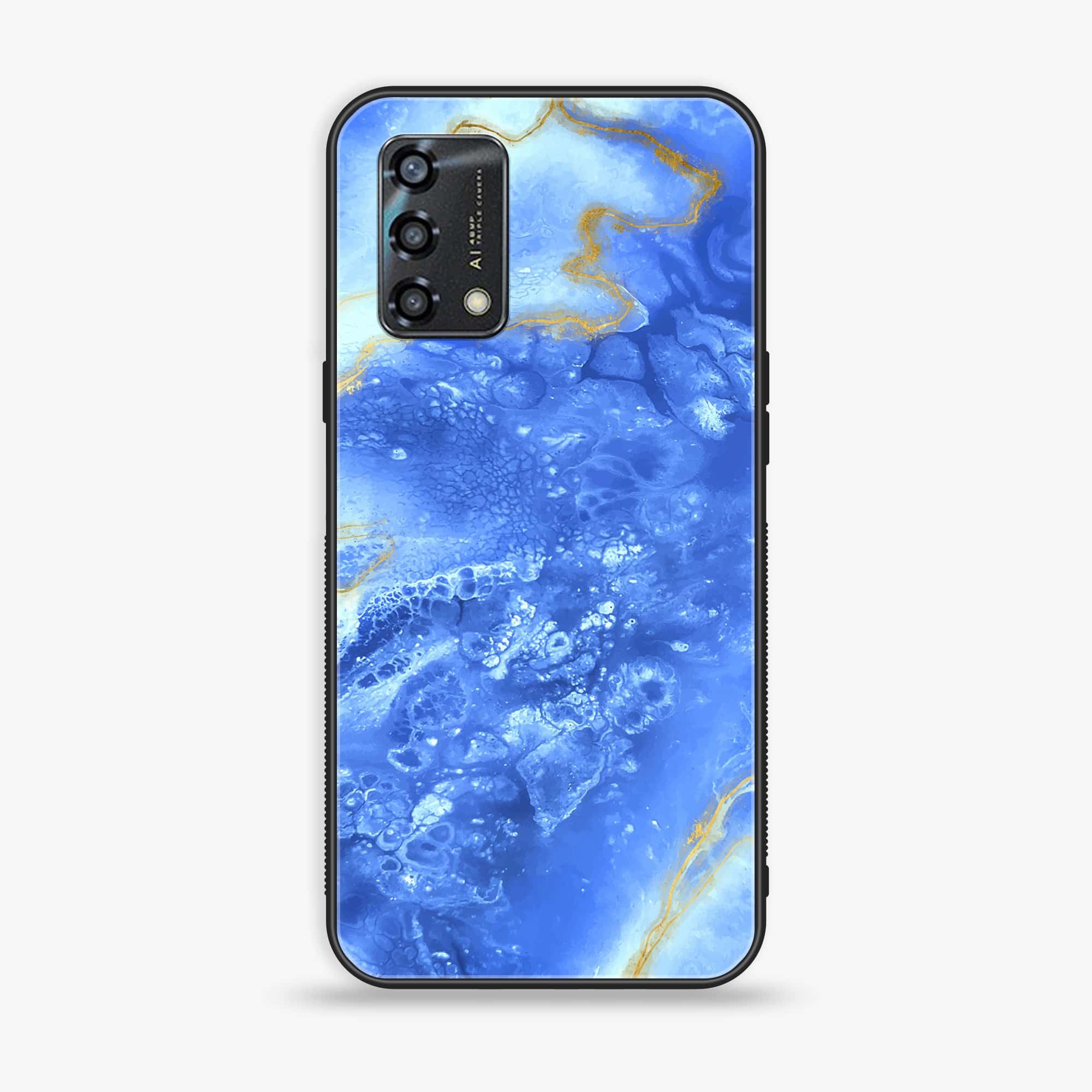 Oppo A95 - Blue Marble Series V 2.0 - Premium Printed Glass soft Bumper shock Proof Case