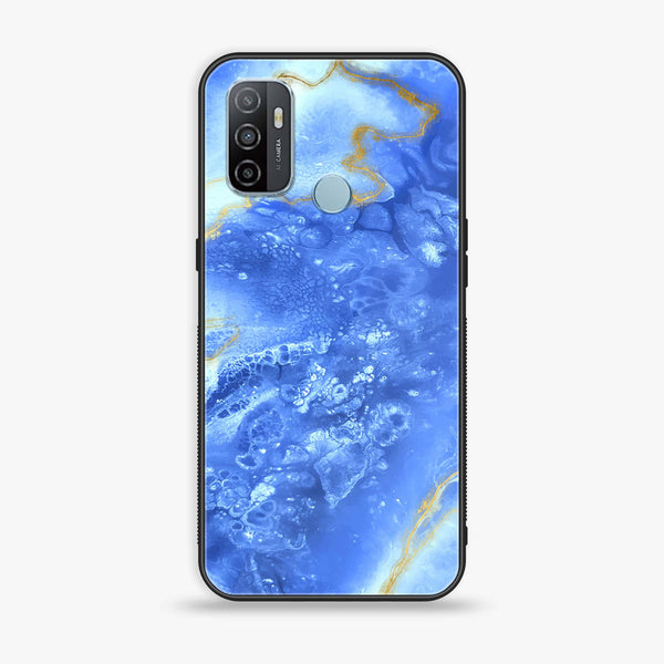 Oppo A53 - Blue Marble V 2.0  Design 2 - Premium Printed Glass soft Bumper shock Proof Case  CS-24496