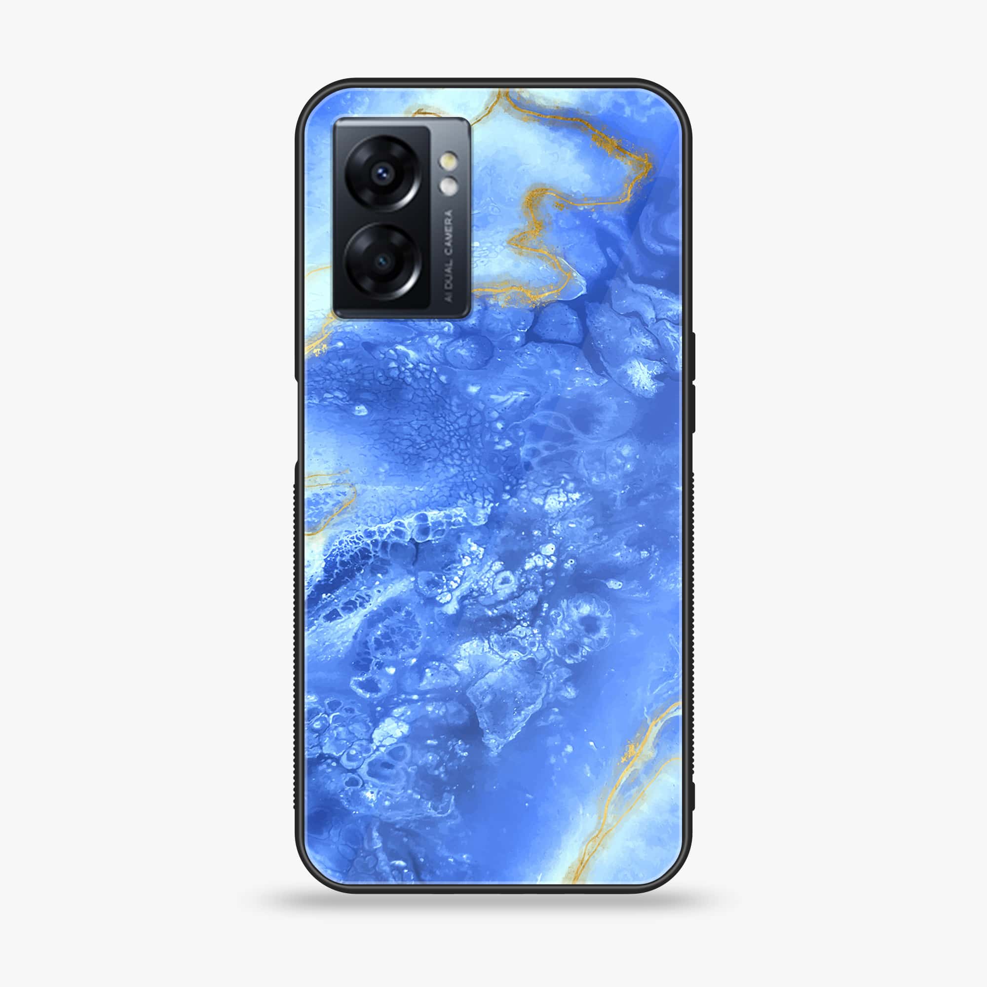 Oppo A77 4G - Blue Marble Series V 2.0 - Premium Metal Printed soft Bumper shock Proof Case