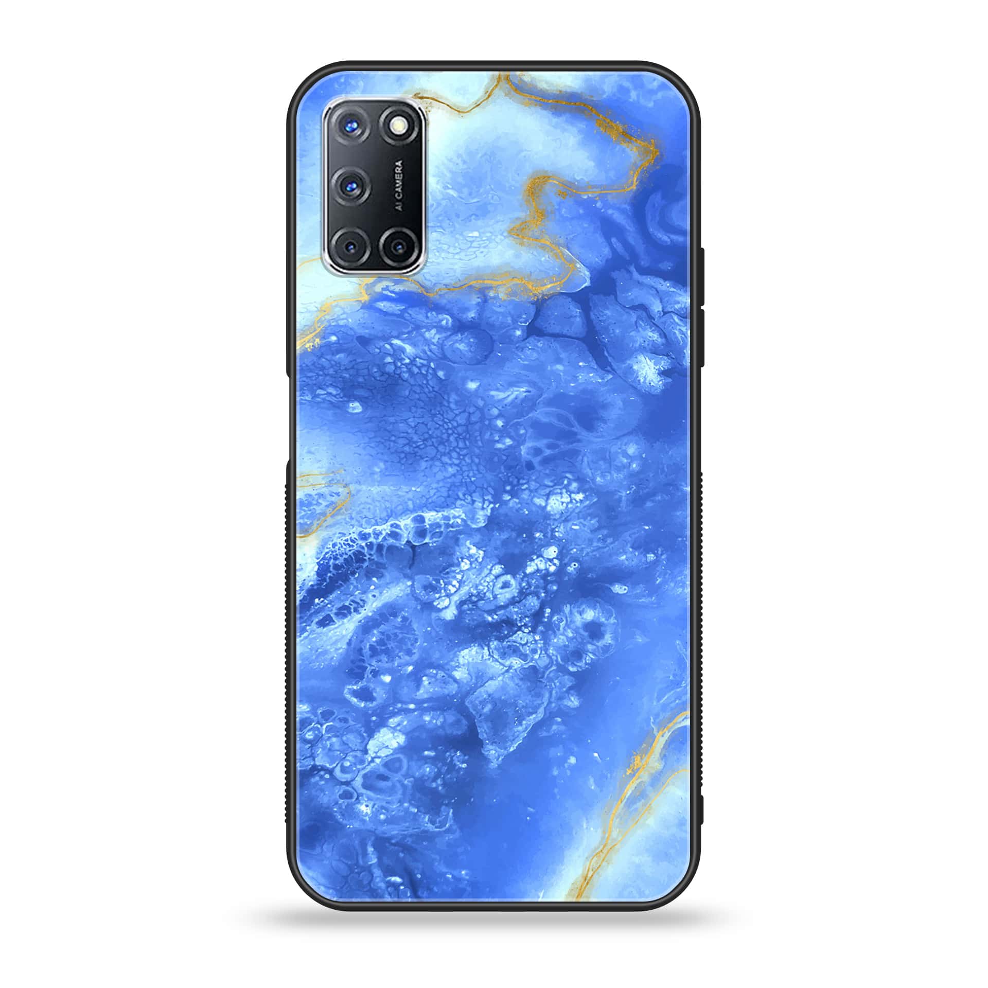 Oppo A52 - Blue Marble Series V 2.0 - Premium Printed Glass soft Bumper shock Proof Case