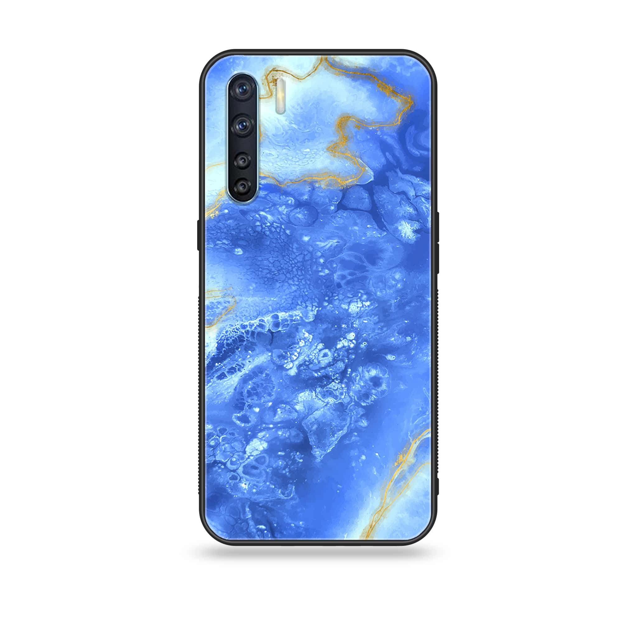 Oppo F15 - Blue Marble Series V 2.0 - Premium Printed Glass soft Bumper shock Proof Case