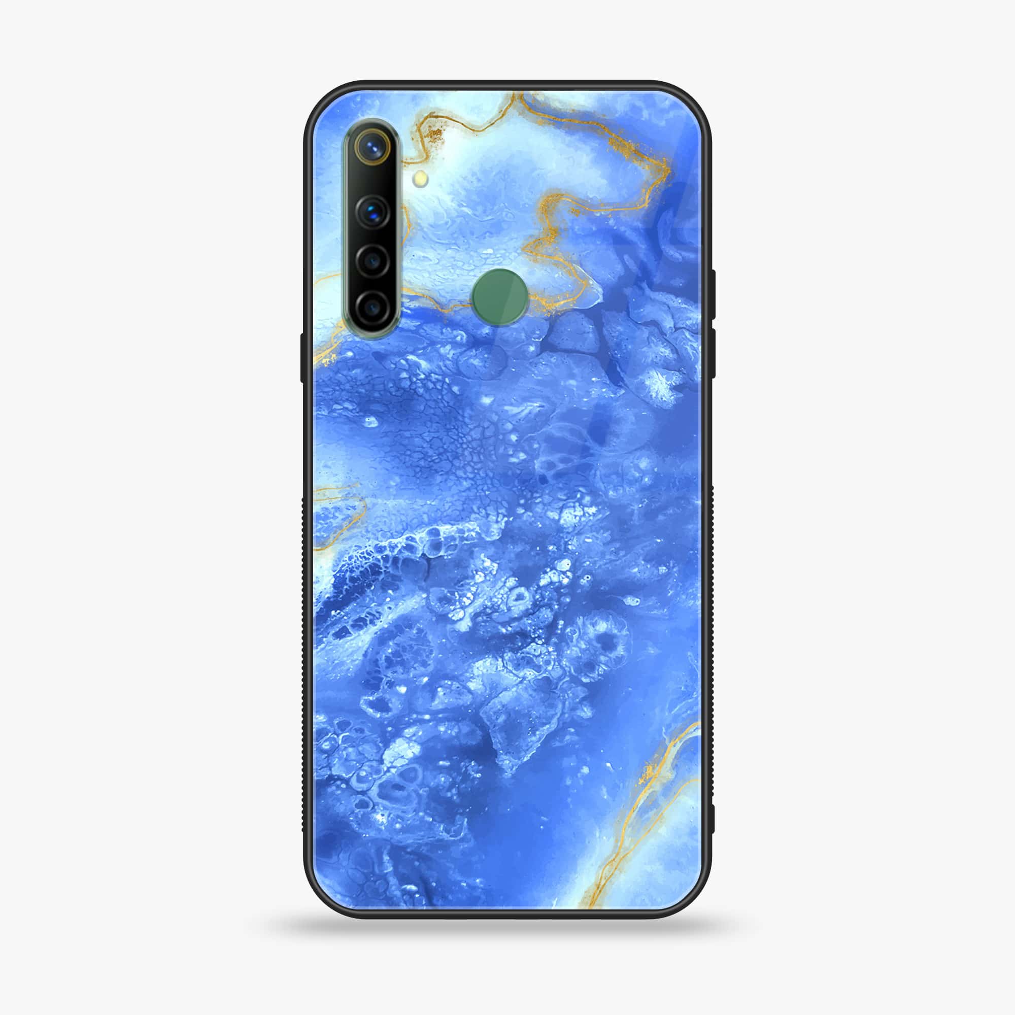 Realme Narzo 10 Blue Marble Series V 2.0 Premium Printed Glass soft Bumper shock Proof Case