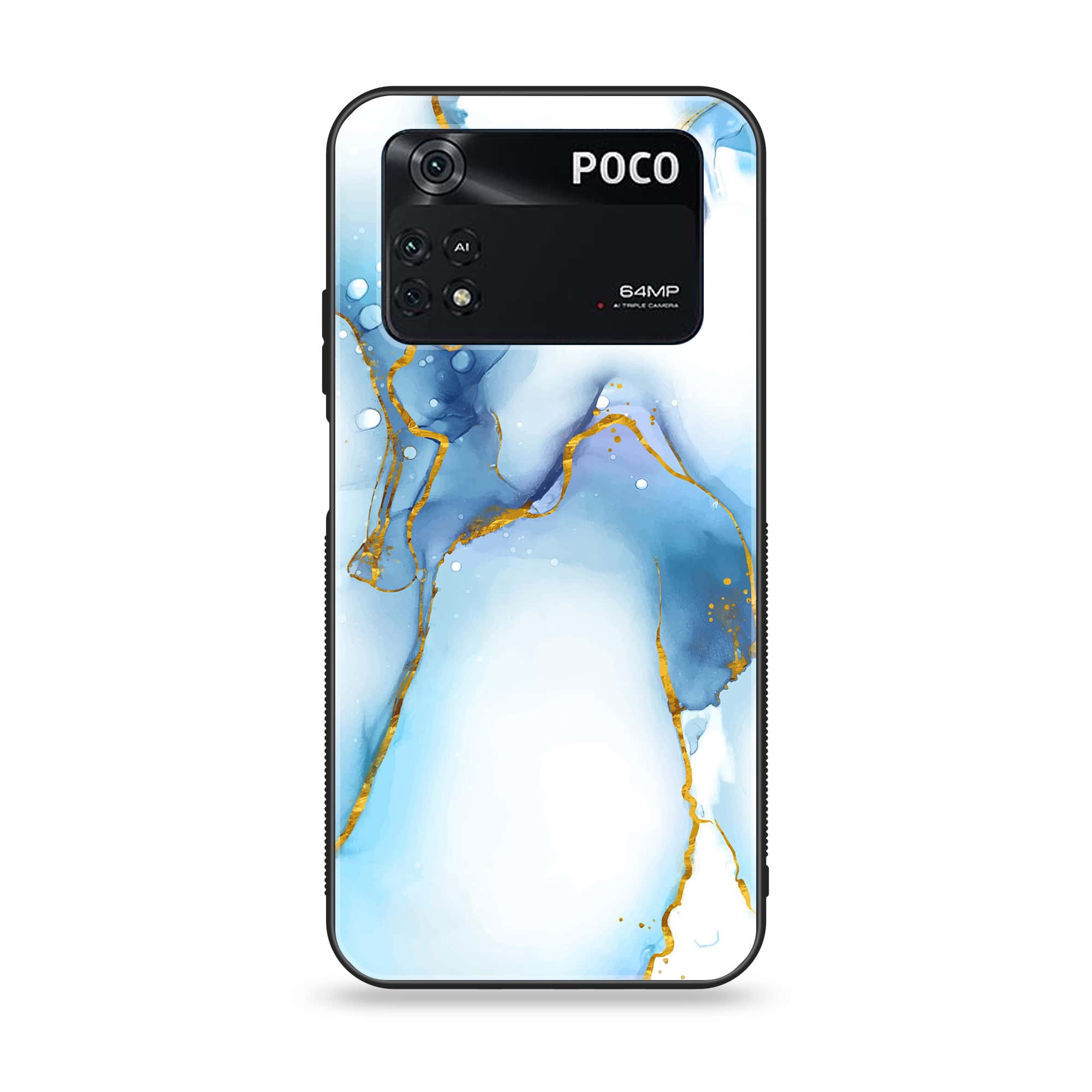 Xiaomi Poco M4 Pro 4G - Blue Marble Series V 2.0 - Premium Printed Glass soft Bumper shock Proof Case