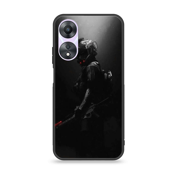 Oppo A58 - Black Art Design 9  - Premium Printed Glass soft Bumper shock Proof Case  CS-36739