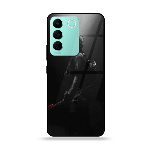 Vivo V27E - Black Art Design 9- Premium Printed Glass soft Bumper shock Proof Case CS-44772
