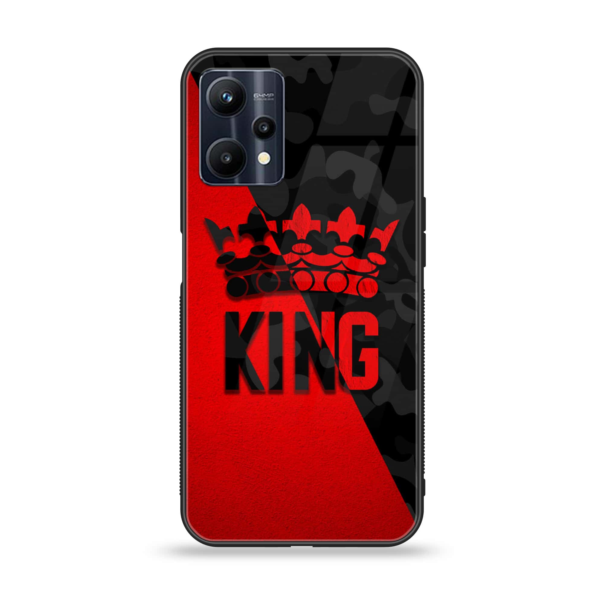 Realme V25 King Series V 2.0 Premium Printed Glass soft Bumper shock Proof Case