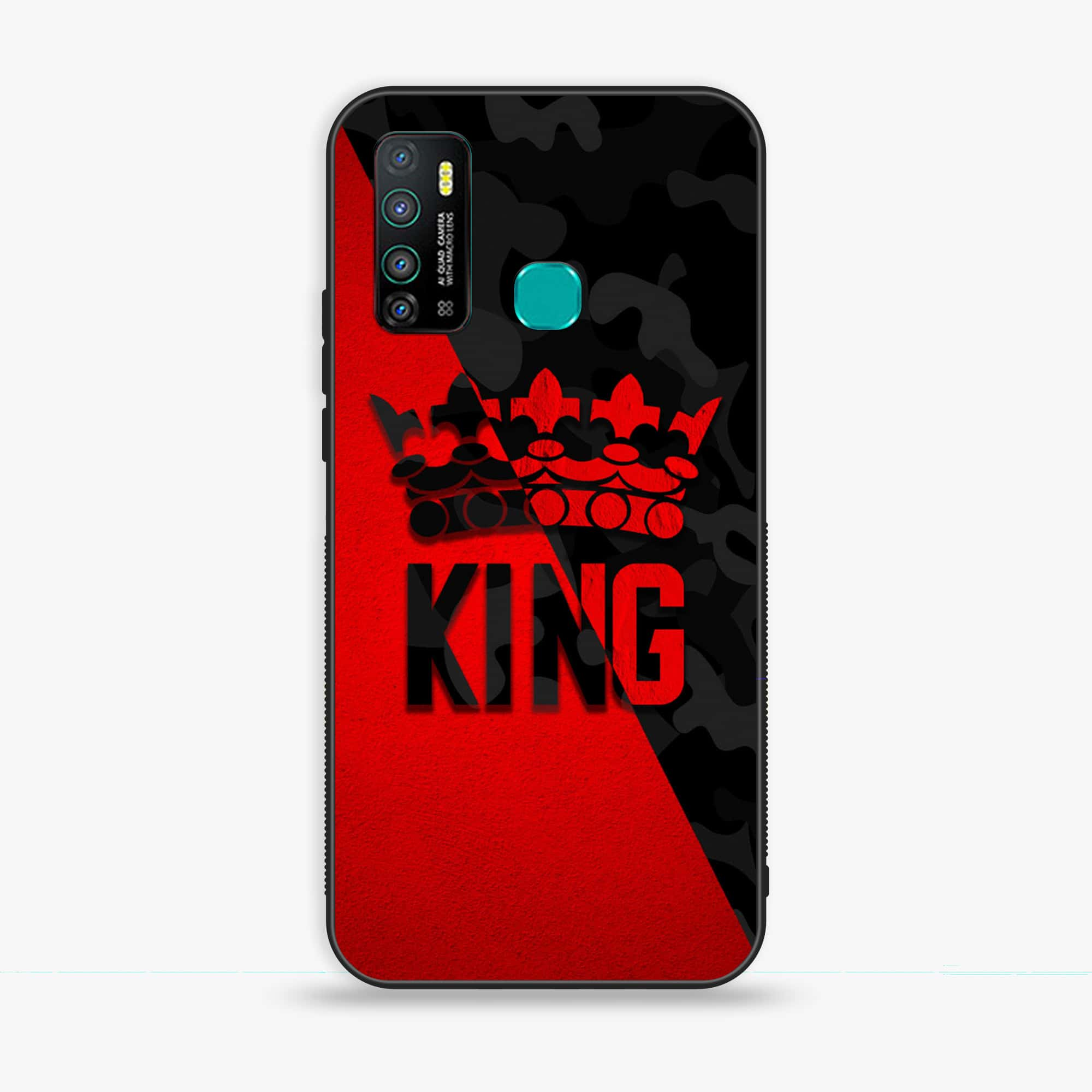 Infinix Hot 9 - King Series V 2.0 - Premium Printed Glass soft Bumper shock Proof Case