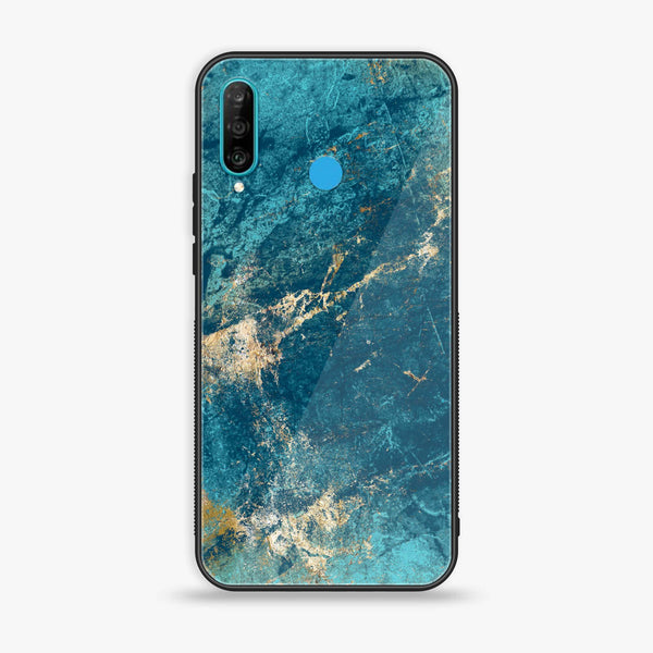 Huawei P30 lite - Blue Marble Design 9 V 2.0 - Premium Printed Glass soft Bumper shock Proof Case CS-44536