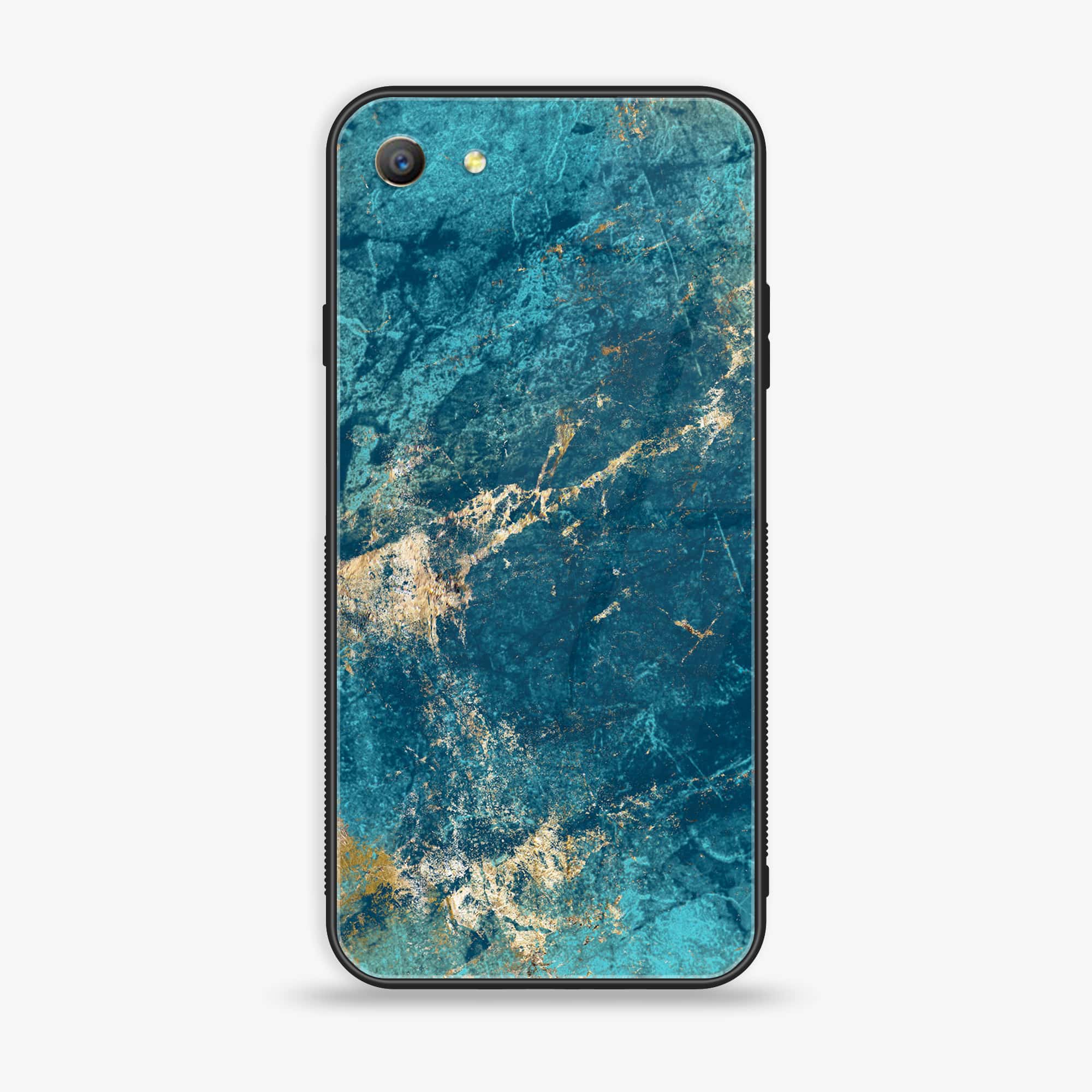 Oppo A57 Blue Marble Series V 2.0 Premium Printed Glass soft Bumper shock Proof Case