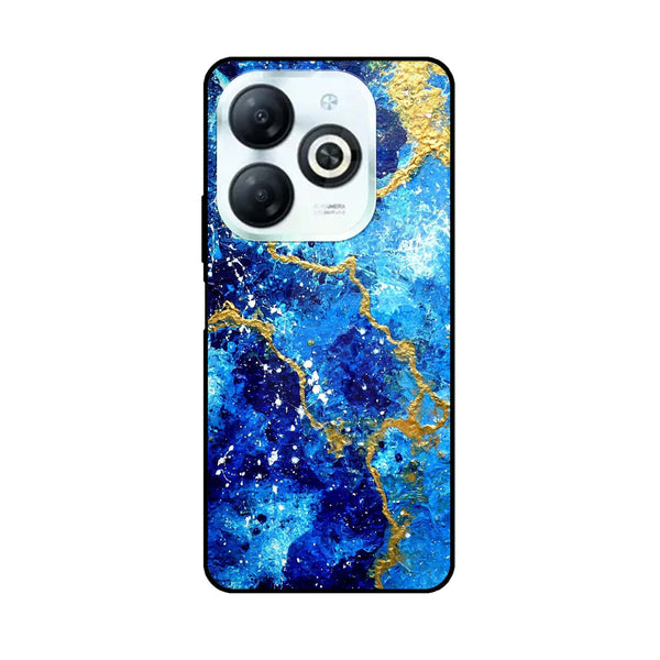 Tecno Spark 20 - Blue Marble Design 4 V 2.0 - Premium Printed Glass soft Bumper shock Proof Case CS-20863