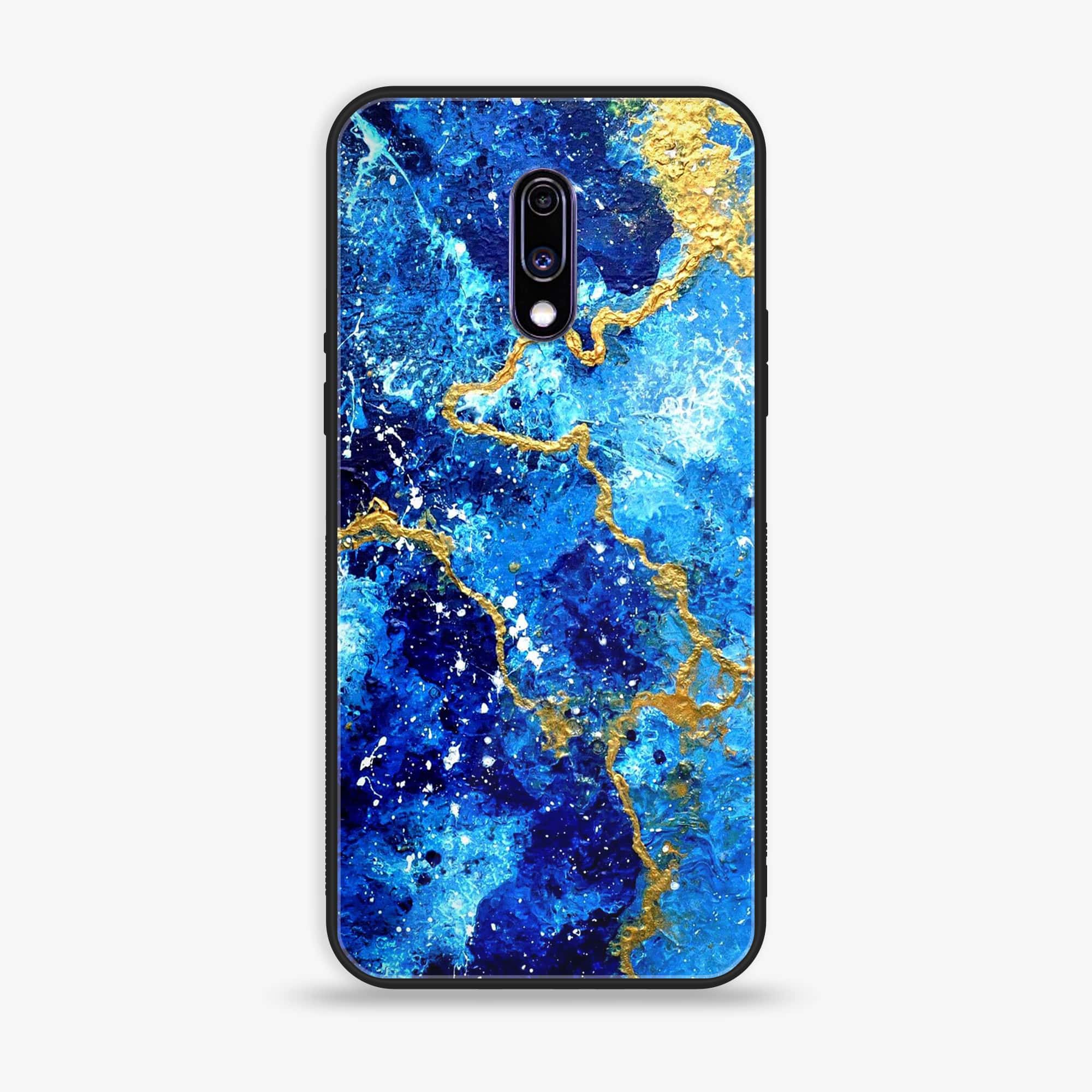 OnePlus 7 - Blue Marble Series V 2.0 - Premium Printed Glass soft Bumper shock Proof Case