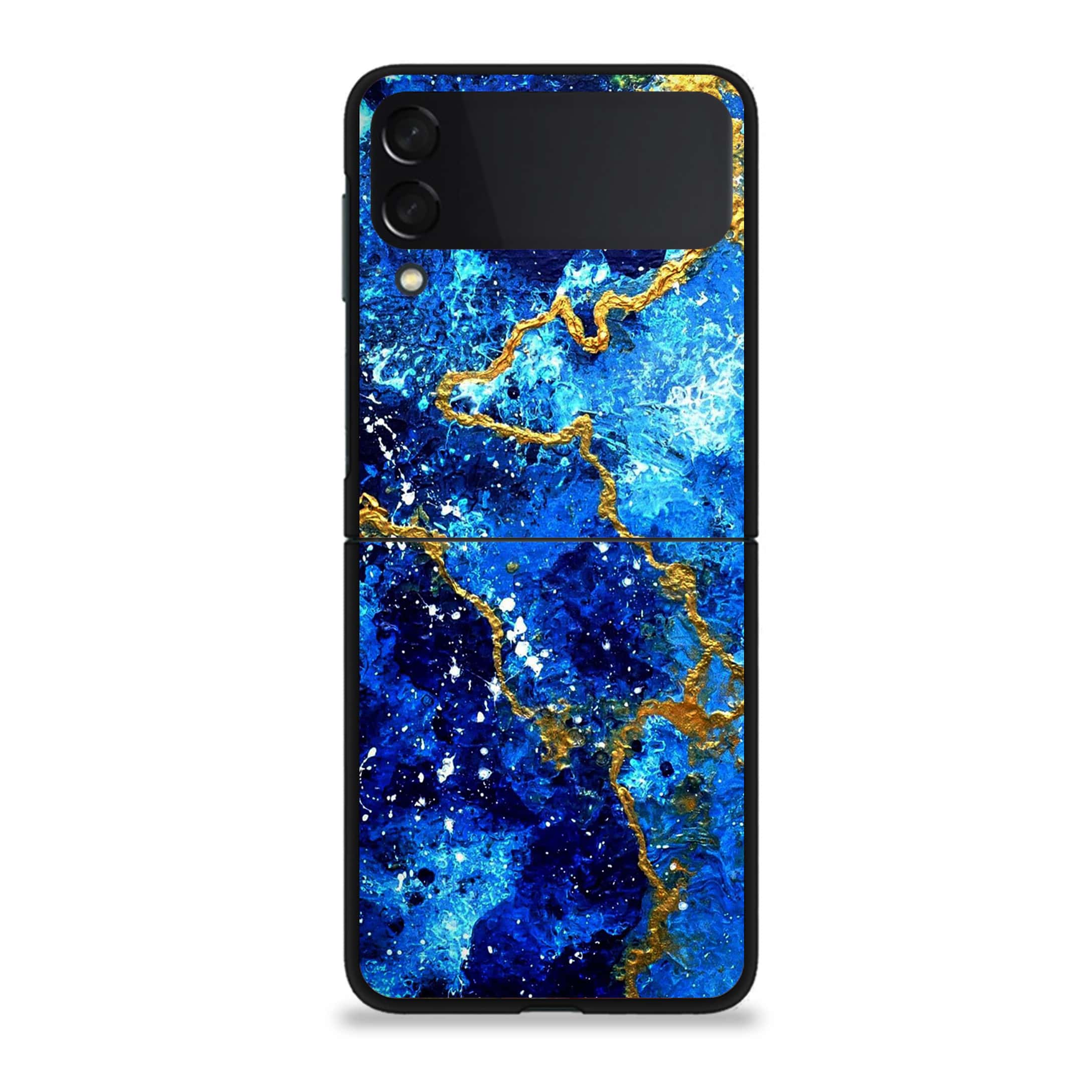 Galaxy Z Flip 3 - Blue Marble Series V 2.0 - Premium Printed Glass soft Bumper shock Proof Case
