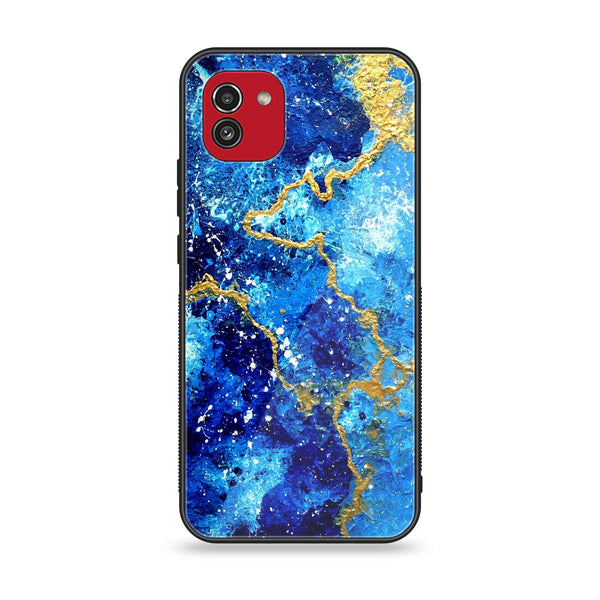 Samsung Galaxy A03 - Blue Marble V 2.0 Design 4 - Premium Printed Glass soft Bumper shock Proof Case CS-24108