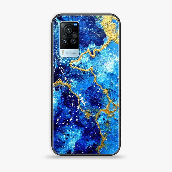 Vivo X60 Pro - Blue Marble Design 4 - Premium Printed Glass soft Bumper shock Proof Case CS-9041