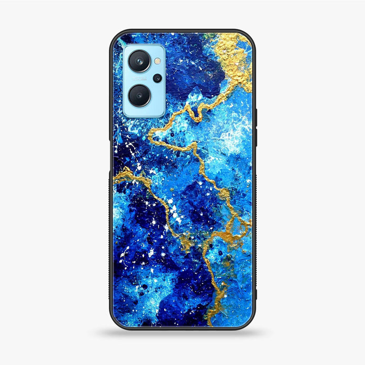 Realme 9i - Blue Marble Series V 2.0  Design 4 - Premium Printed Glass soft Bumper shock Proof Case CS-46933