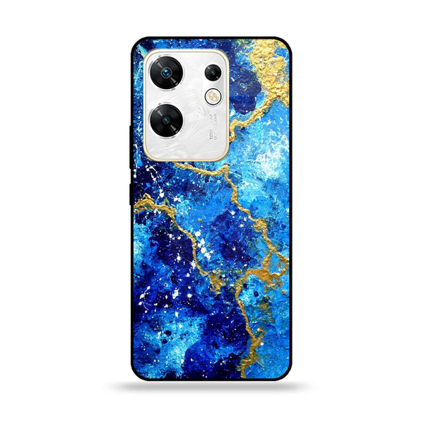 Infinix Zero 30 4G - Blue Marble V 2.0 Design 4 - Premium Printed Glass soft Bumper shock Proof Case CS-15573