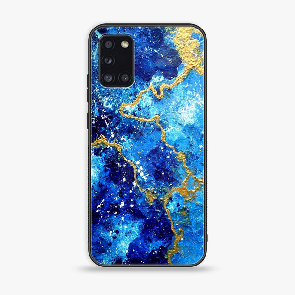 Samsung Galaxy A31 - Blue Marble Design 4 V 2.0 - Premium Printed Glass soft Bumper shock Proof Case CS-18699