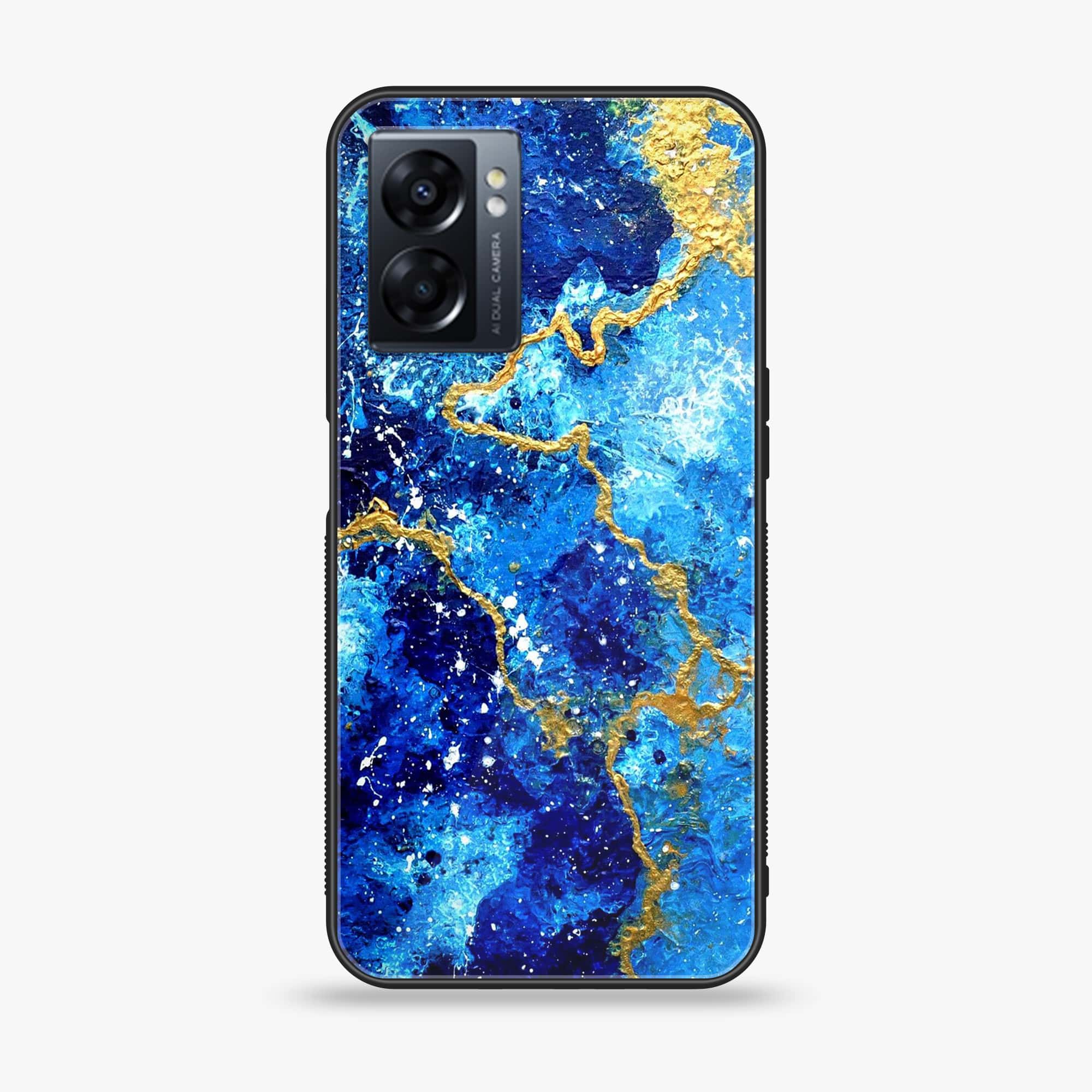 Oppo A77 4G - Blue Marble Series V 2.0 - Premium Metal Printed soft Bumper shock Proof Case