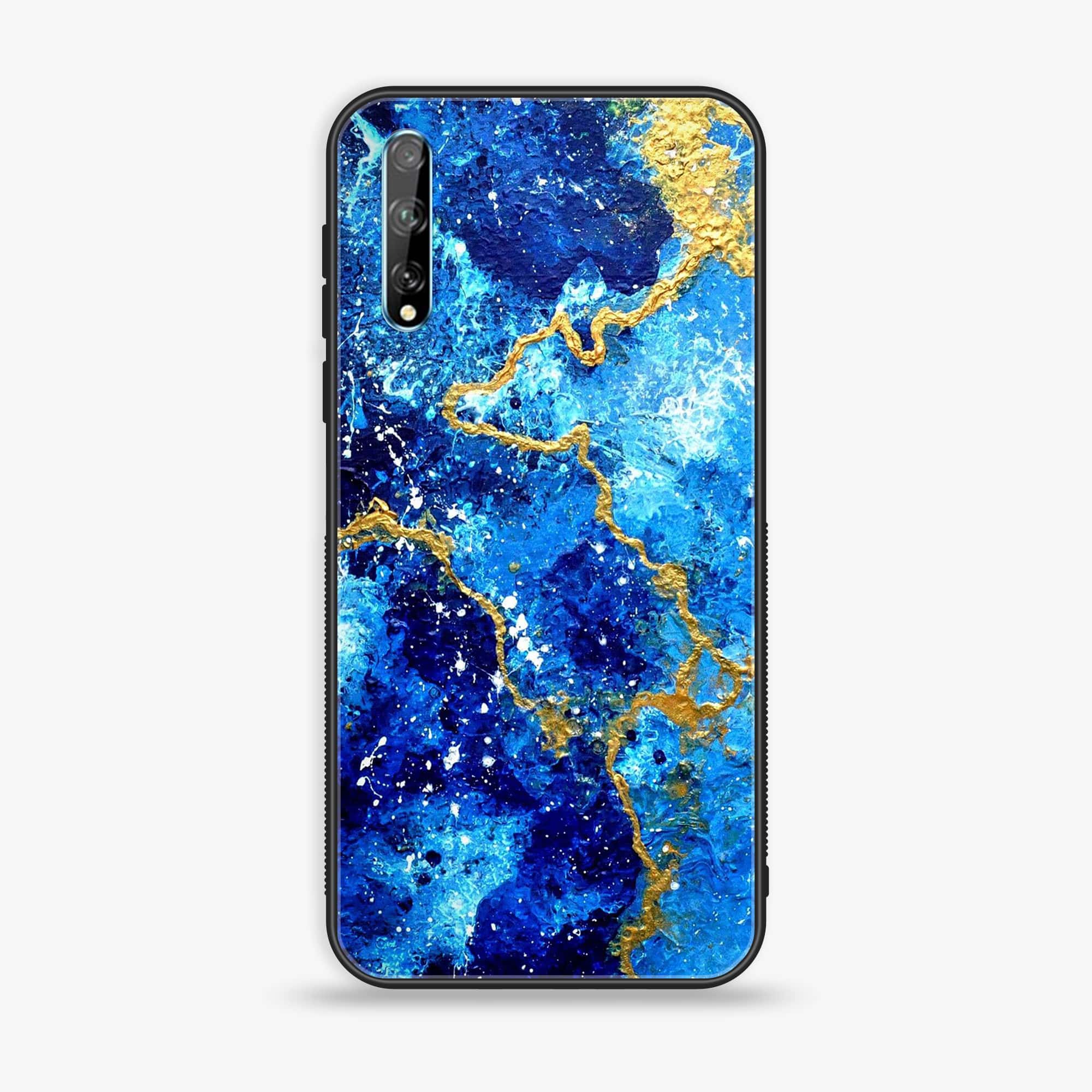 Huawei Y8p - Blue Marble Series V 2.0 - Premium Printed Glass soft Bumper shock Proof Case