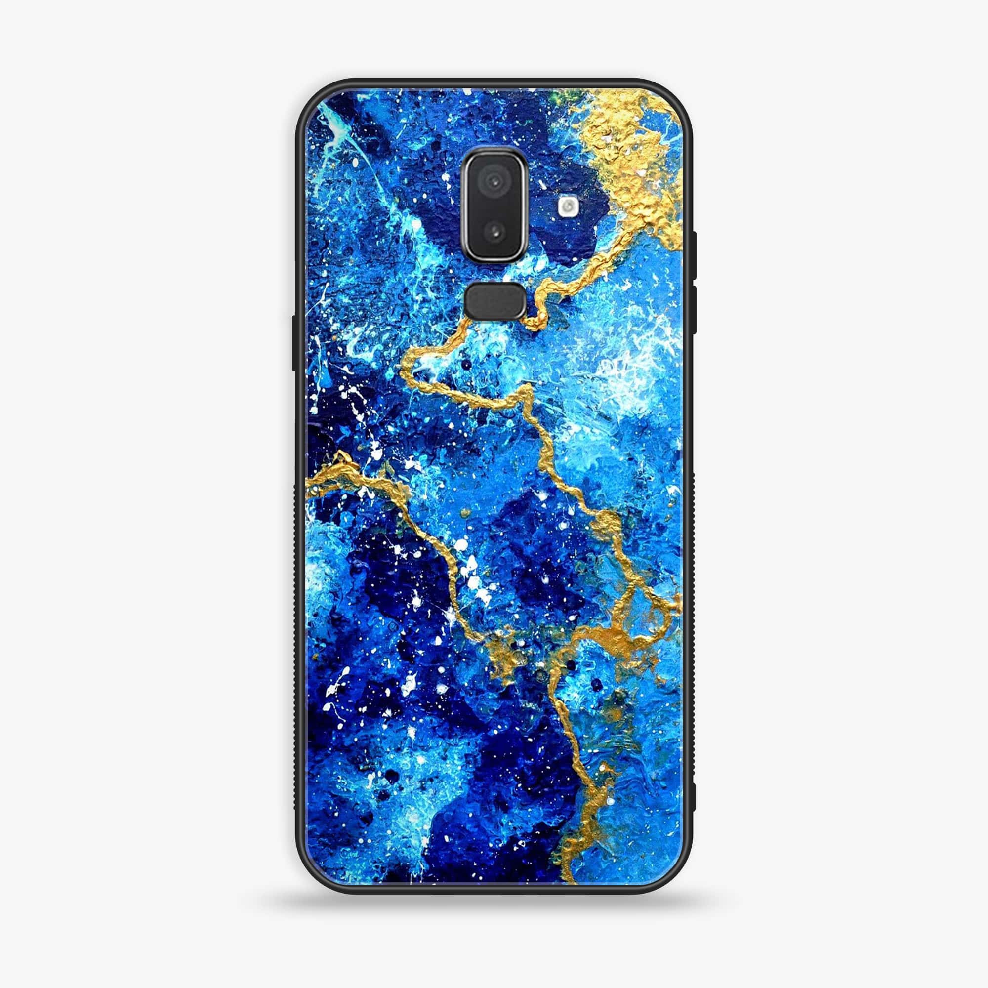 Samsung Galaxy J8 2018 - Blue Marble Series V 2.0 - Premium Printed Glass soft Bumper shock Proof Case