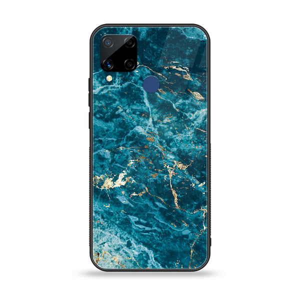 Realme C15  - Blue Marble Series V 2.0 - Premium Printed Glass soft Bumper shock Proof Case