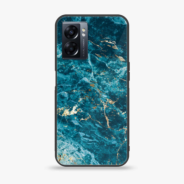 Oppo A77 4G - Blue Marble Series V 2.0 - Premium Metal Printed soft Bumper shock Proof Case
