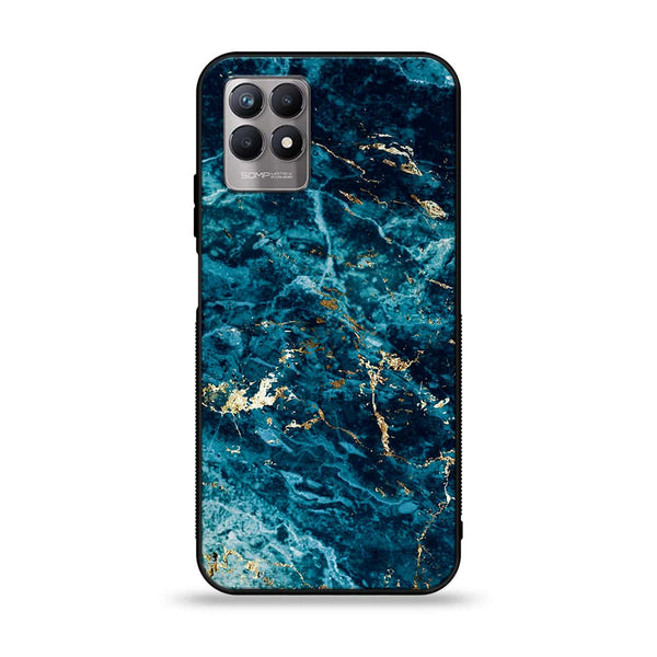 Realme 8i - Blue Marble Series V 2.0 - Premium Printed Glass soft Bumper shock Proof Case
