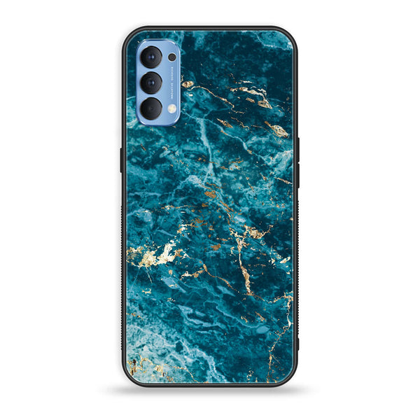 Oppo Reno 4 4G - Blue Marble Series V 2.0 - Premium Printed Glass soft Bumper shock Proof Case