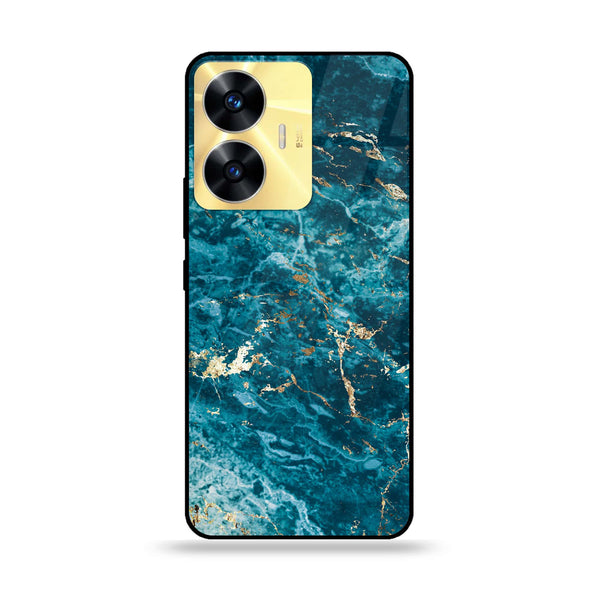 Realme C55 - Blue Marble Series V 2.0 - Premium Printed Glass soft Bumper shock Proof Case
