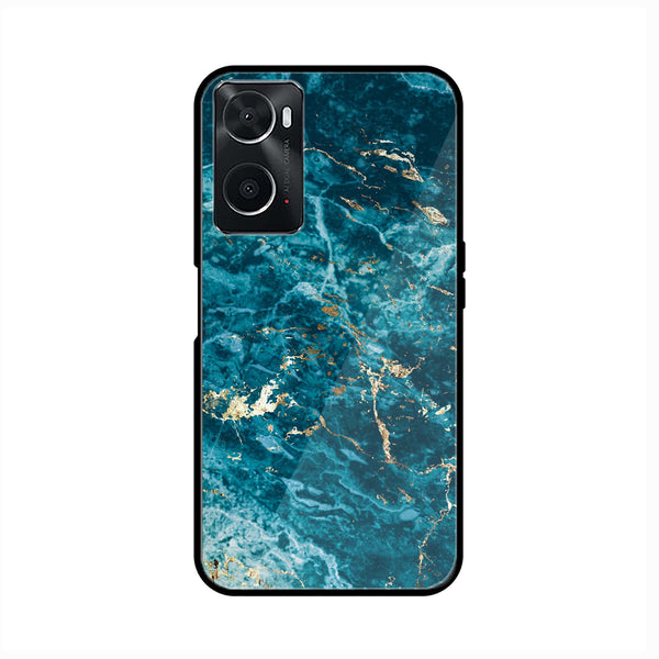 Oppo A36 Blue Marble Series V 2.0 Premium Printed Glass soft Bumper shock Proof Case