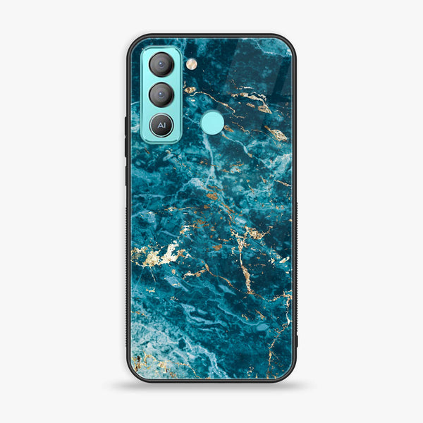 Tecno POP 5 LTE Blue Marble Design 1 V 2.0 Premium Printed Glass soft Bumper shock Proof Case CS-13528