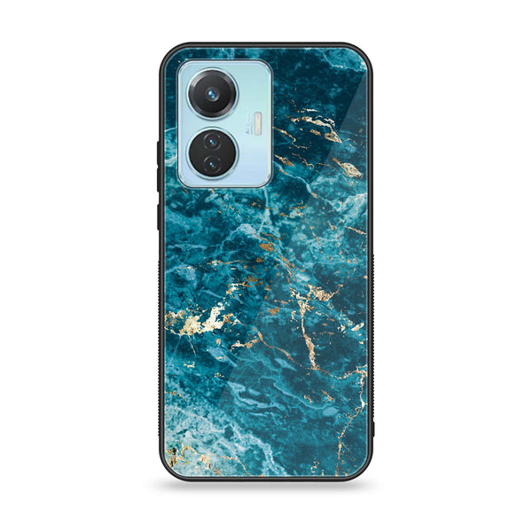 Vivo Y55 4G Blue Marble Series V 2.0 Premium Printed Glass soft Bumper shock Proof Case