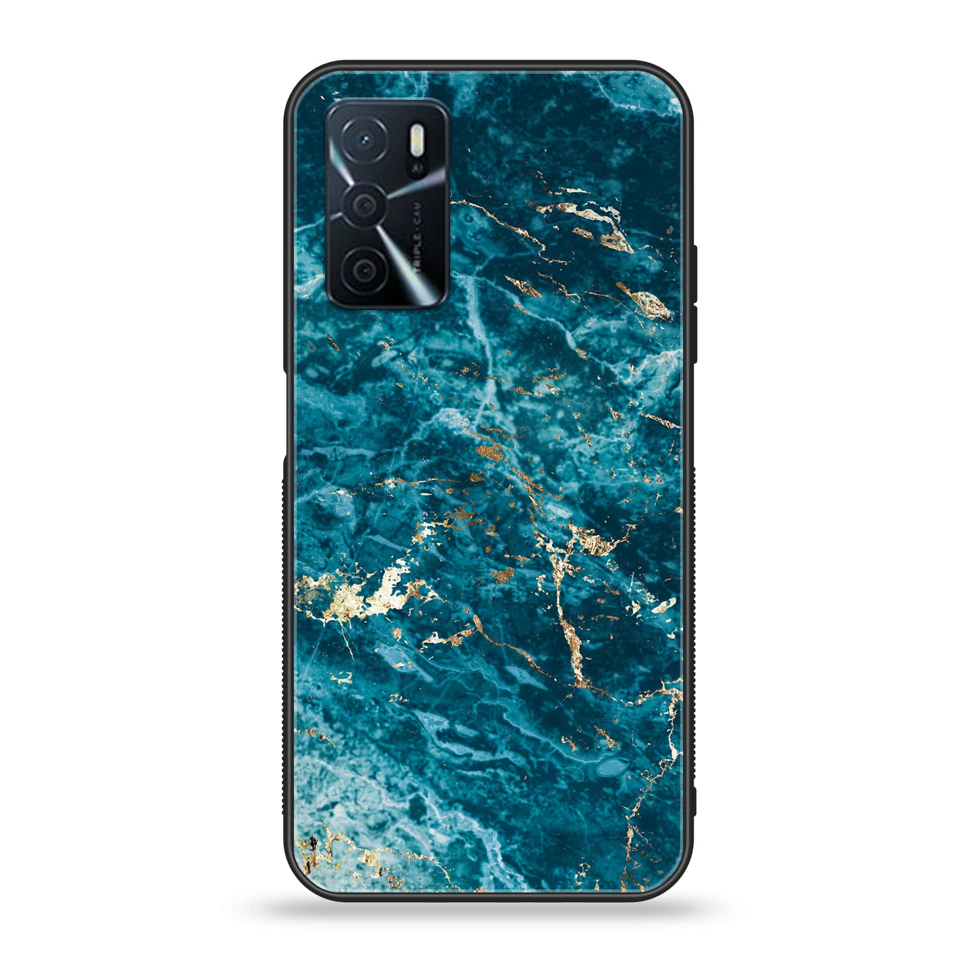 OPPO A16 - Blue Marble Series V 2.0 - Premium Printed Glass soft Bumper shock Proof Case